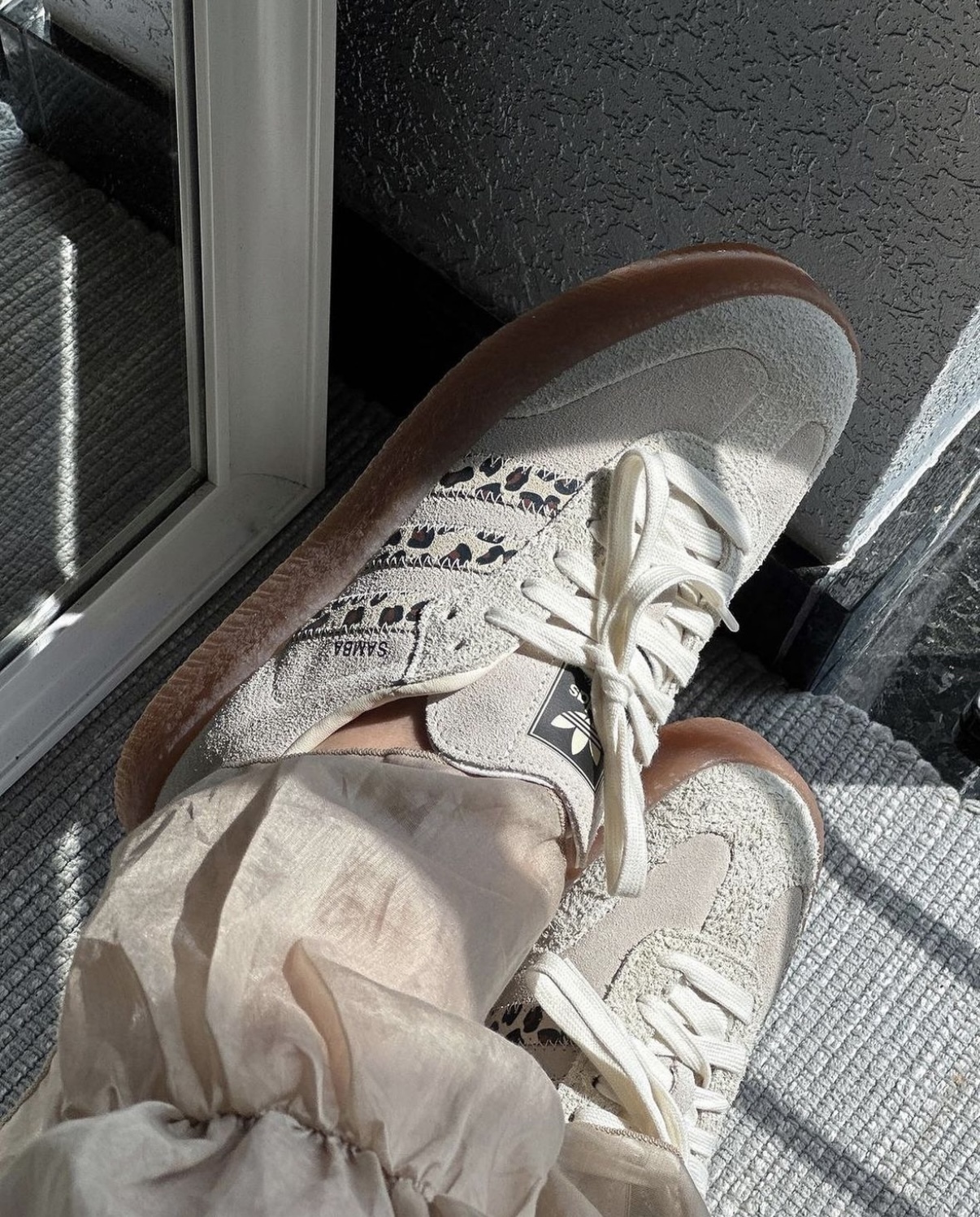 Adidas Originals Sambae 米灰色 豹紋 麂皮 厚底 焦糖底 JI4226/預購