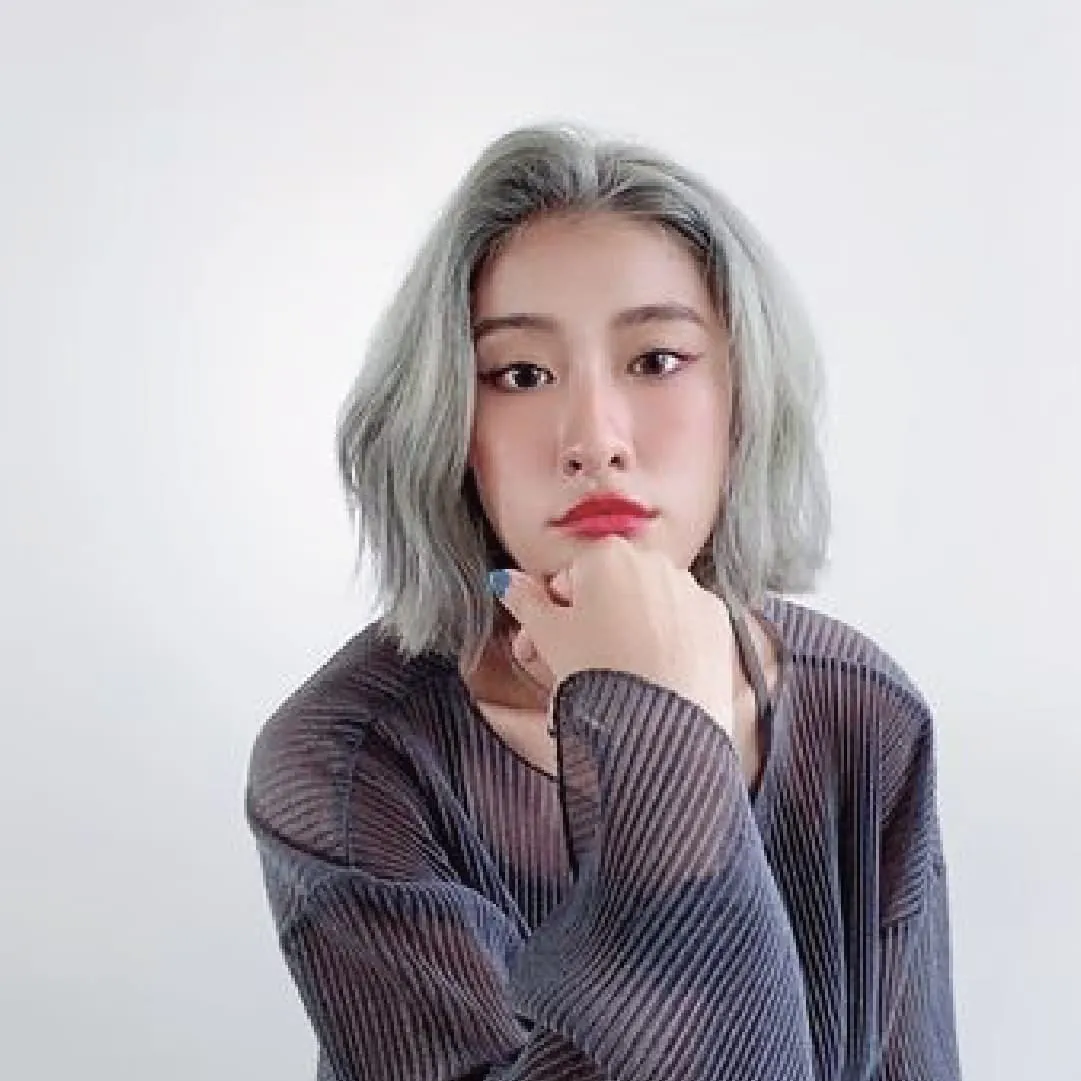 Luca's hair coloring work in Mint Gray