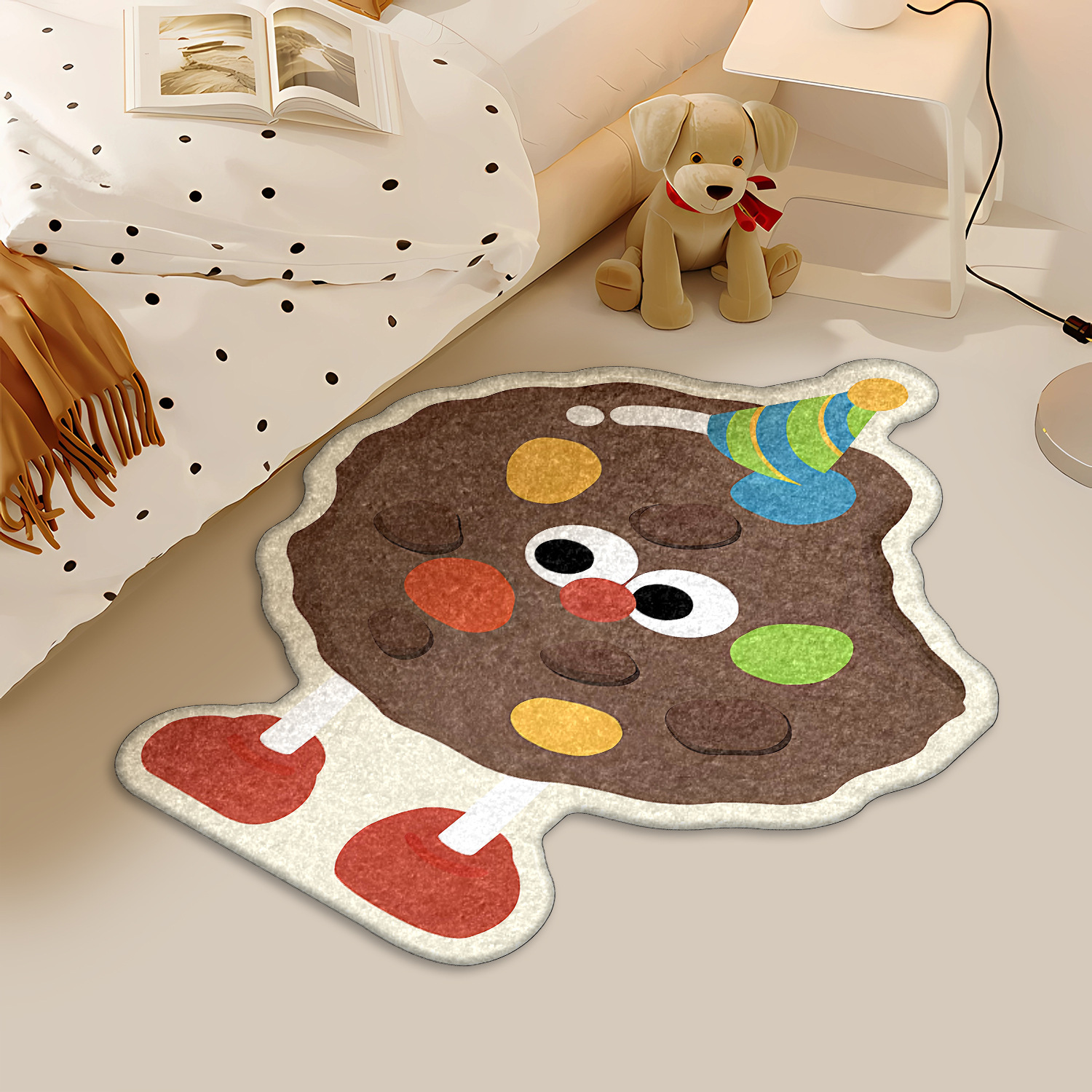 《5012》ins可愛擬人速食零食毛絨地墊((仿羊絨))