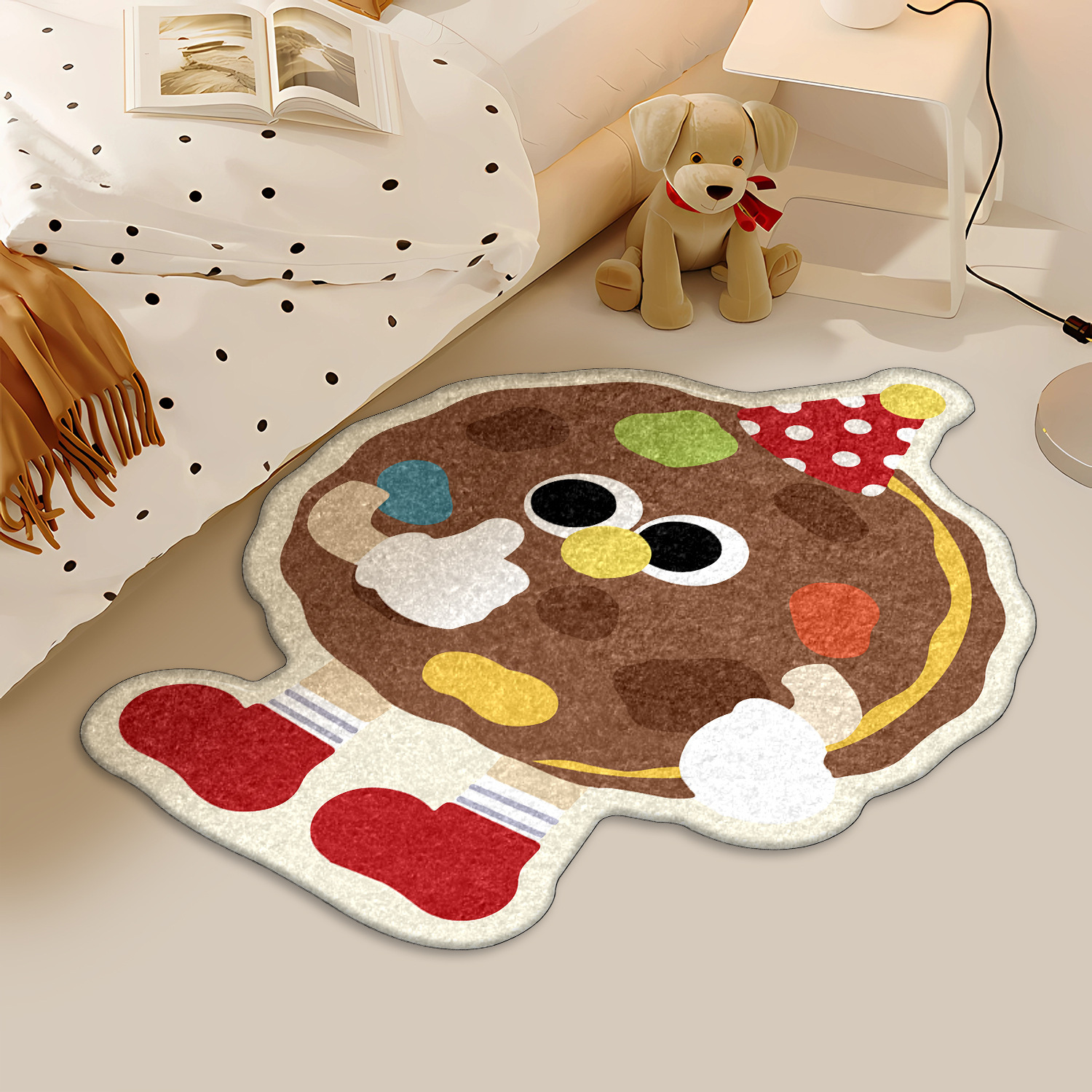 《5012》ins可愛擬人速食零食毛絨地墊((仿羊絨))