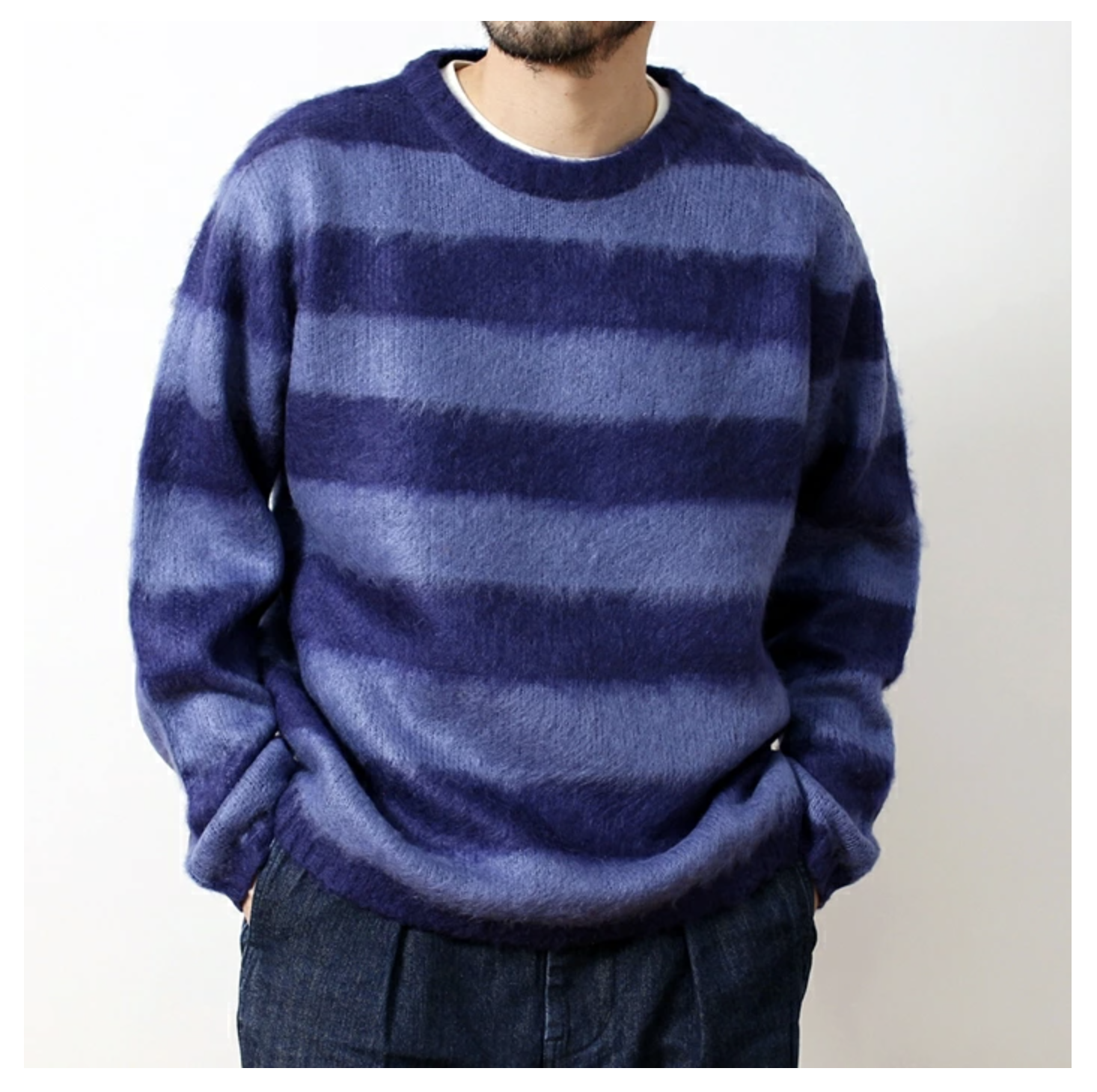HOUSTON MOHAIR TOUCH SWEATER(BORDER) / NAVY