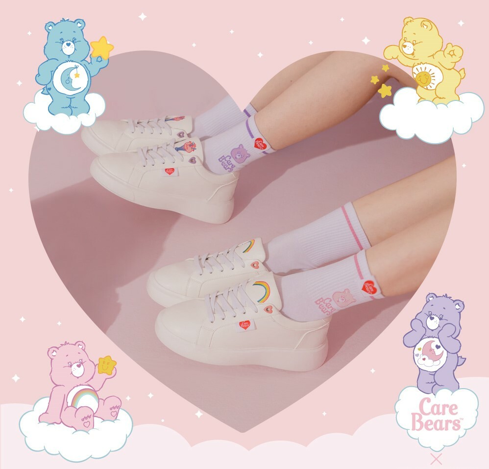 Care Bears-樂觀小熊電繡彩虹輕量小白鞋