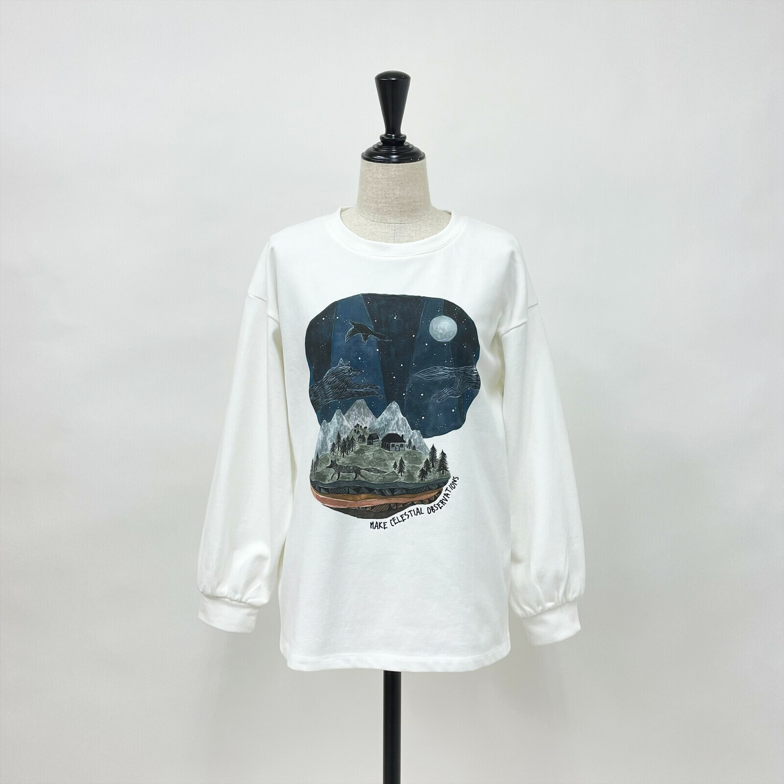 {童話國物語𓃦}追逐星月的飛鳥與狐狸微粒絨套頭上衣【日本直送】