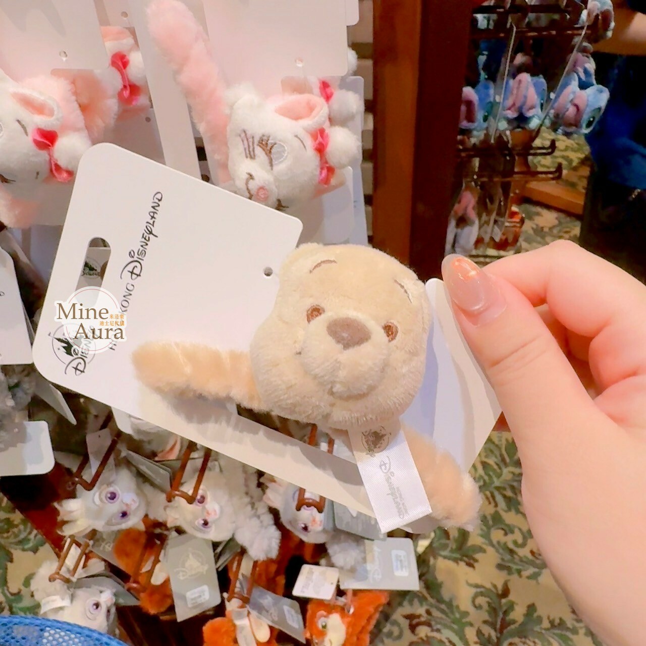 小熊維尼 Winnie the Pooh 大頭造型 絨毛 髮夾 髮抓 鯊魚夾 -香港迪士尼樂園