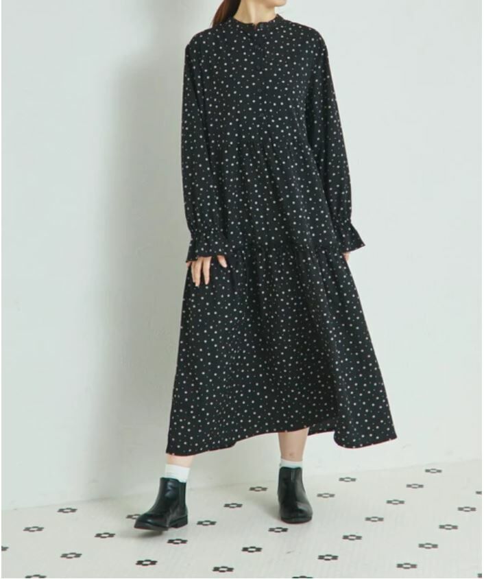 {Special Price) 秋天的浪漫長袖碎花裙 (兩色入)【日本直送】