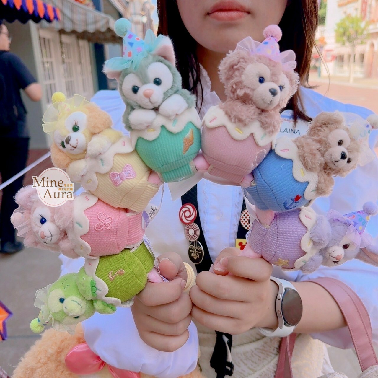 慶典氣球系列 達菲 Duffy 與好友們 絨毛 迷你公仔 娃娃 (搭配個人客製髮圈用) -香港迪士尼樂園