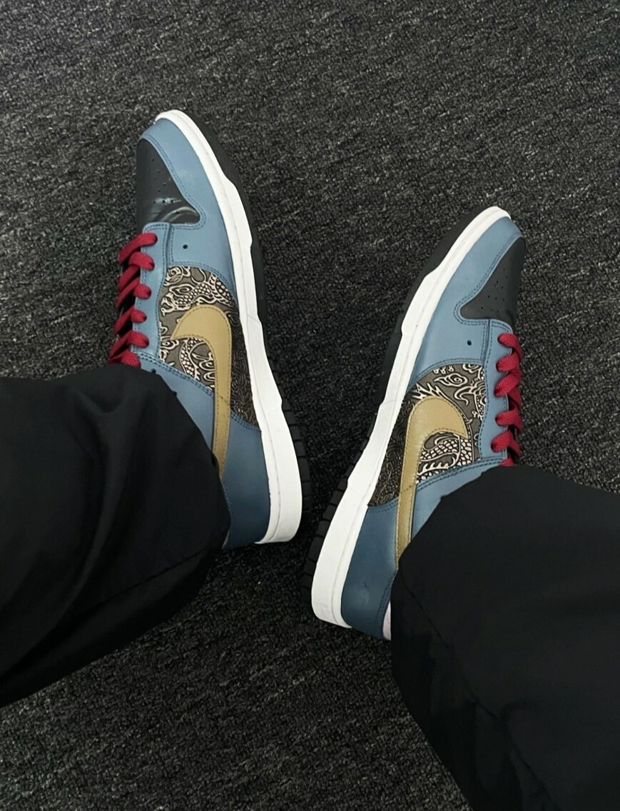 【訂製鞋款】Nike Dunk Low 踏破凌霄 黑神話悟空 祥雲龍紋 復古 藍黑 板鞋 DD1391100(Team285-男款踏破凌霄)