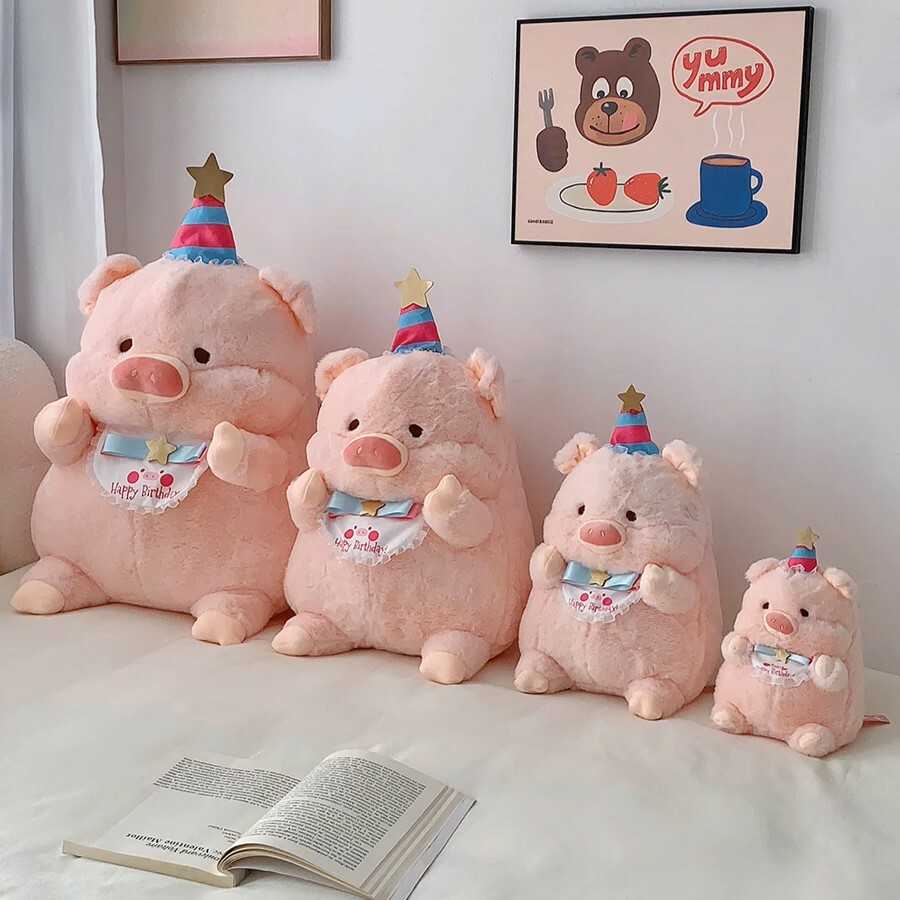 《5017》可愛生日快樂豬豬玩偶抱枕