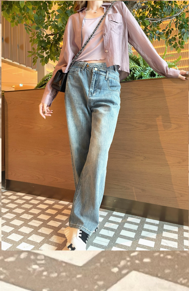 Cross Waisted Silk-Blend Straight Leg Jeans_JE2410L16