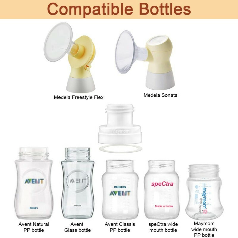 Maymom for Medela Sonata/ Freestyle Flex 窄口喇叭轉闊口奶樽轉接頭 連接器 (一對)