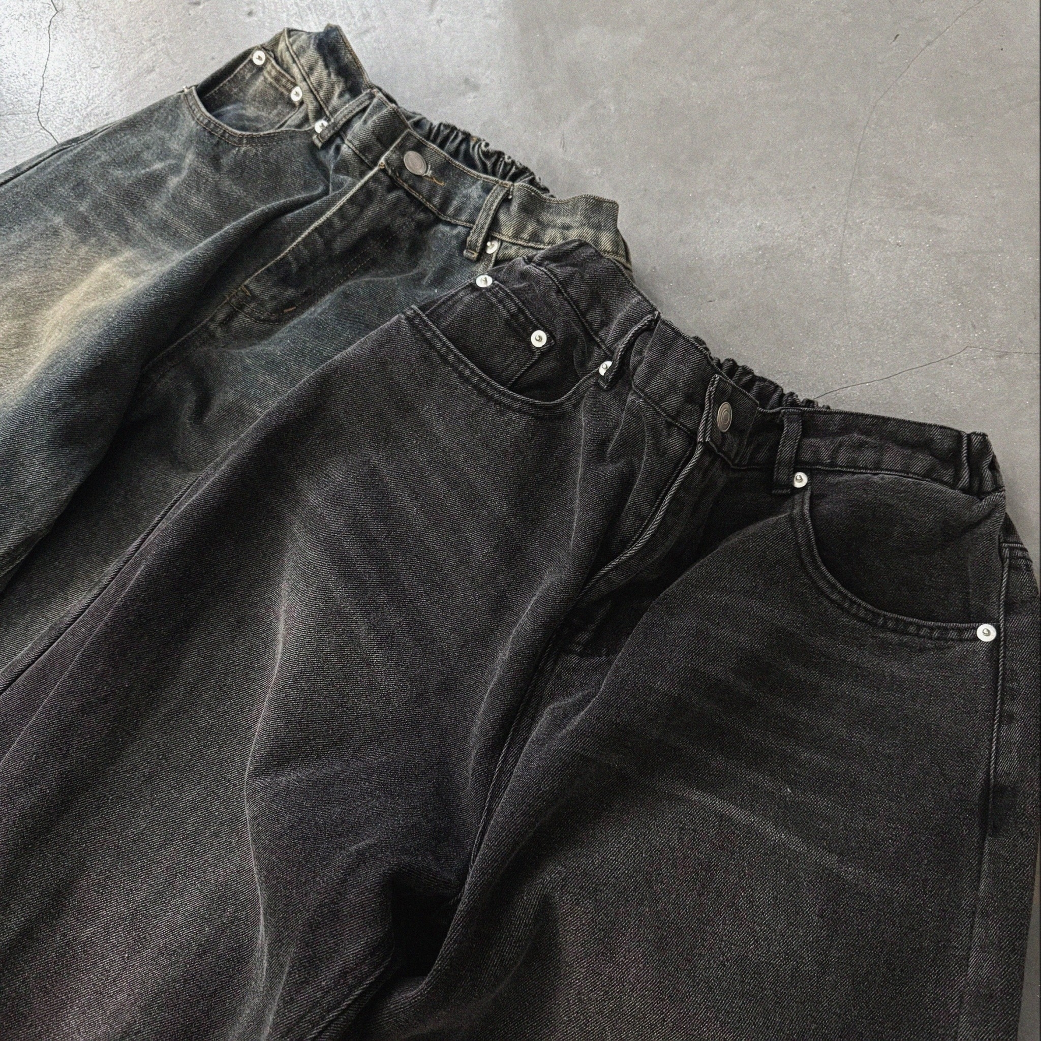 寬版淤泥水洗系列落地牛仔褲 68842