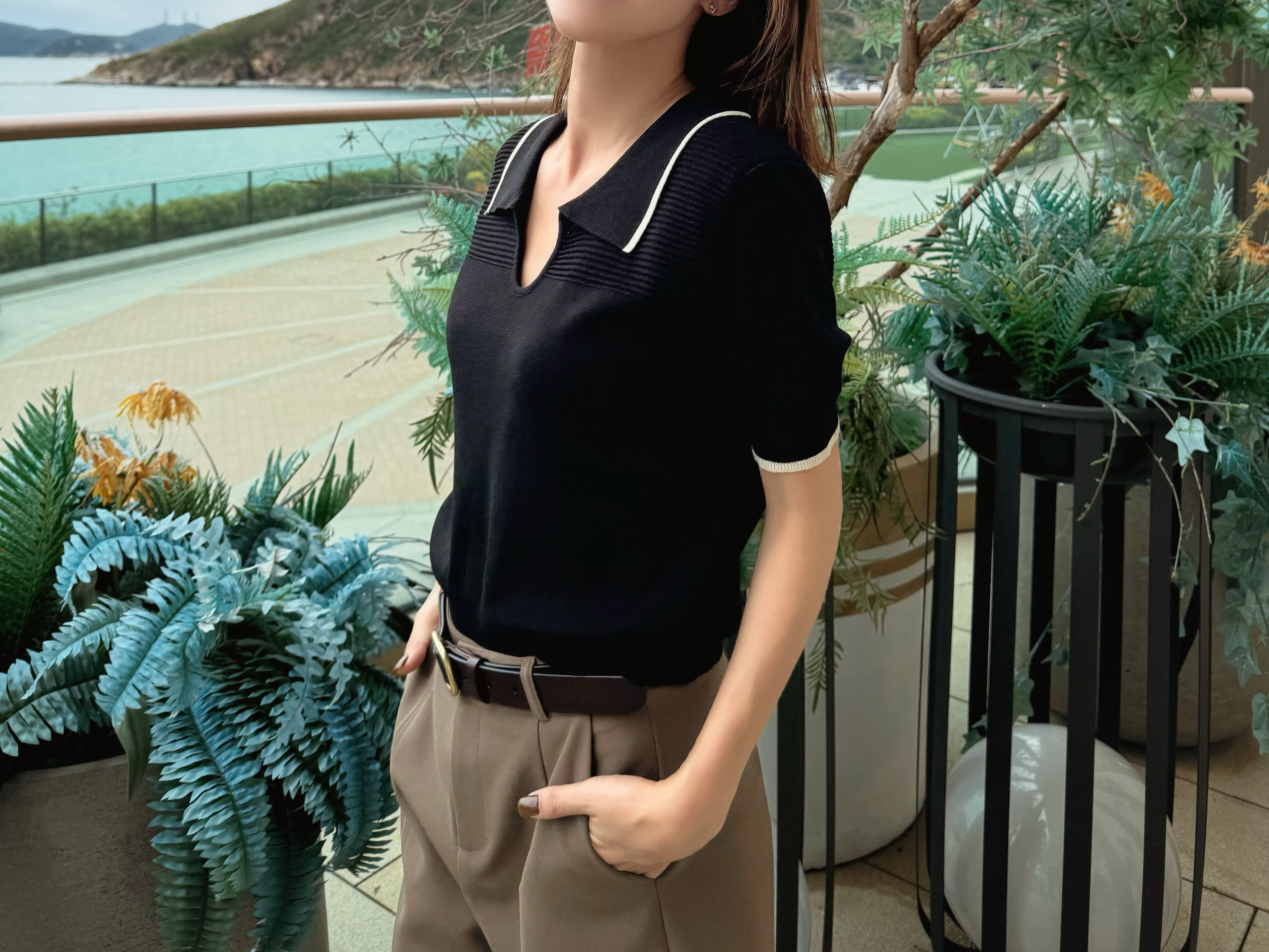 Colorboard Timmed Collar Knit Polo_KN249L06