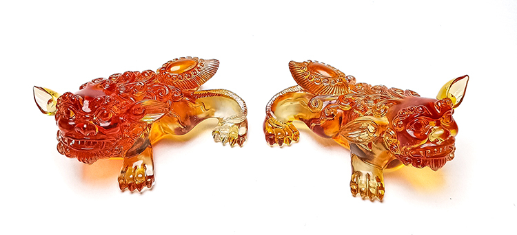 鹿港窯禮品館|琉璃【祥獅獻瑞】擺飾 - 喜慶歡騰,雙獅呈祥