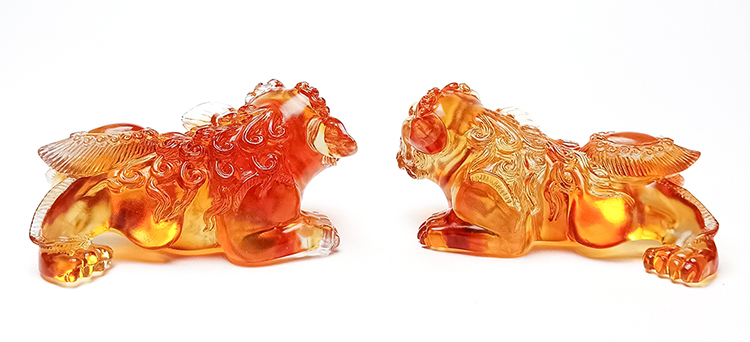 鹿港窯禮品館|琉璃【祥獅獻瑞】擺飾 - 喜慶歡騰,雙獅呈祥