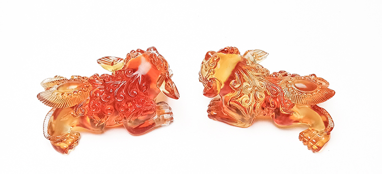 鹿港窯禮品館|琉璃【祥獅獻瑞】擺飾 - 喜慶歡騰,雙獅呈祥