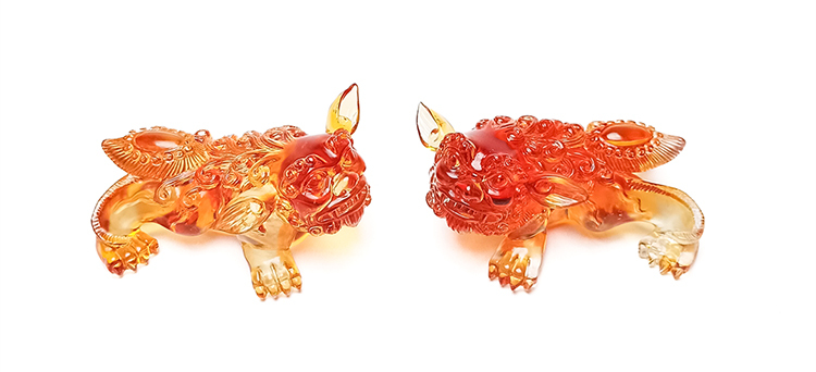 鹿港窯禮品館|琉璃【祥獅獻瑞】擺飾 - 喜慶歡騰,雙獅呈祥