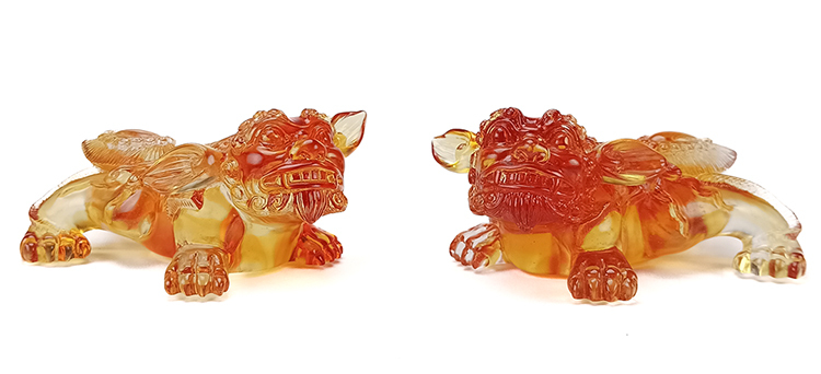 鹿港窯禮品館|琉璃【祥獅獻瑞】擺飾 - 喜慶歡騰,雙獅呈祥