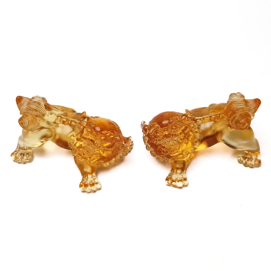 居家開運琉璃珍藏｜祥獅獻瑞擺飾 雙獅呈祥鎮宅納福