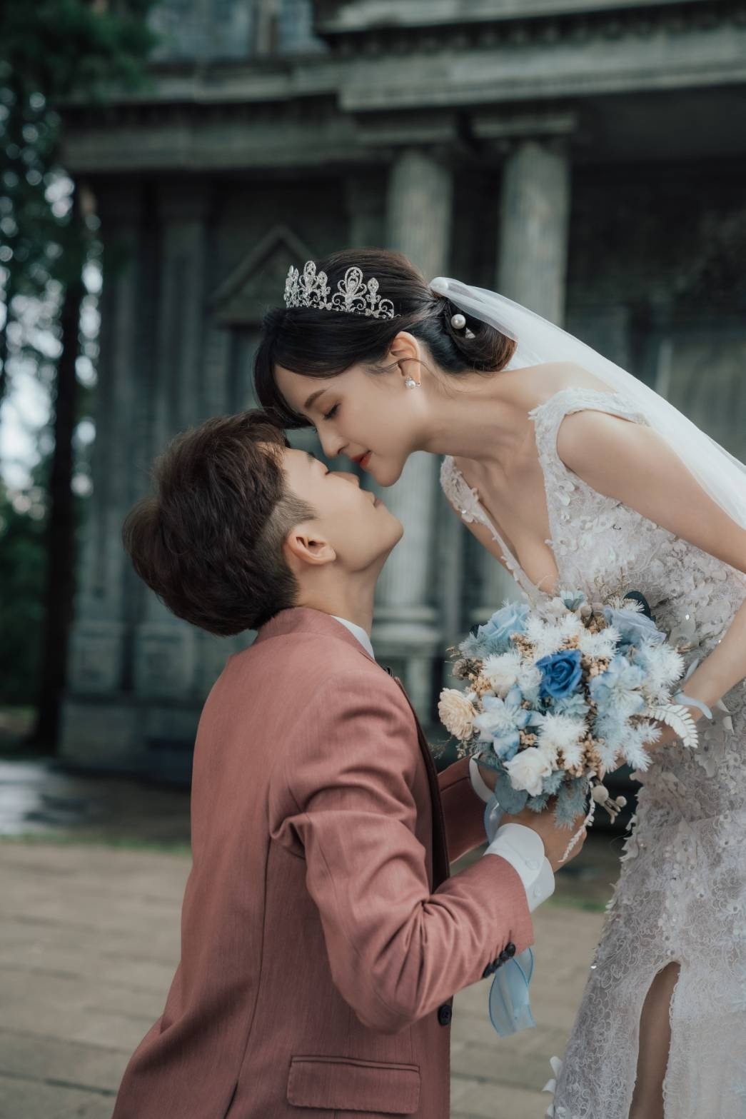 新娘捧花|莫蘭迪藍新娘捧花|永生花捧花|外拍捧花|韓式捧花|圓形捧花|韓系捧花|藍色捧花|永生捧花