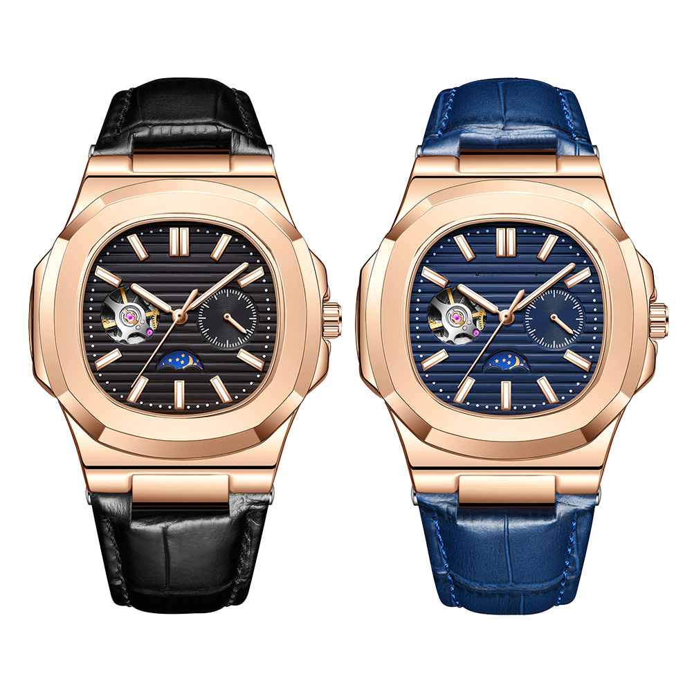 【BACHMANN 貝爾曼 】3855 日月星辰 鸚鵡螺 時分秒 夜光 英倫紳士 機械錶 腕錶 手錶