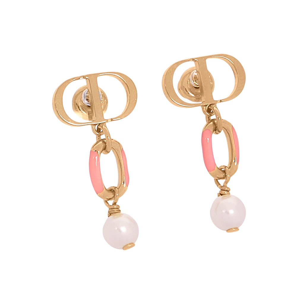 【CHRISTIAN DIOR】Dioriviera Petit CD 亮漆垂墜珍珠針式耳環