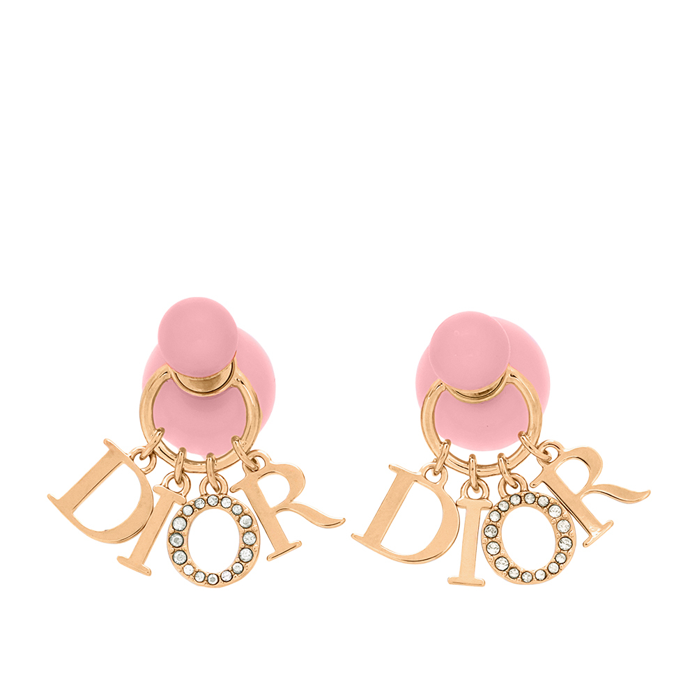 【CHRISTIAN DIOR】Tribales 珍珠及垂墜水晶標誌針式耳環