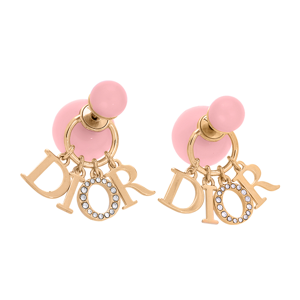 【CHRISTIAN DIOR】Tribales 珍珠及垂墜水晶標誌針式耳環