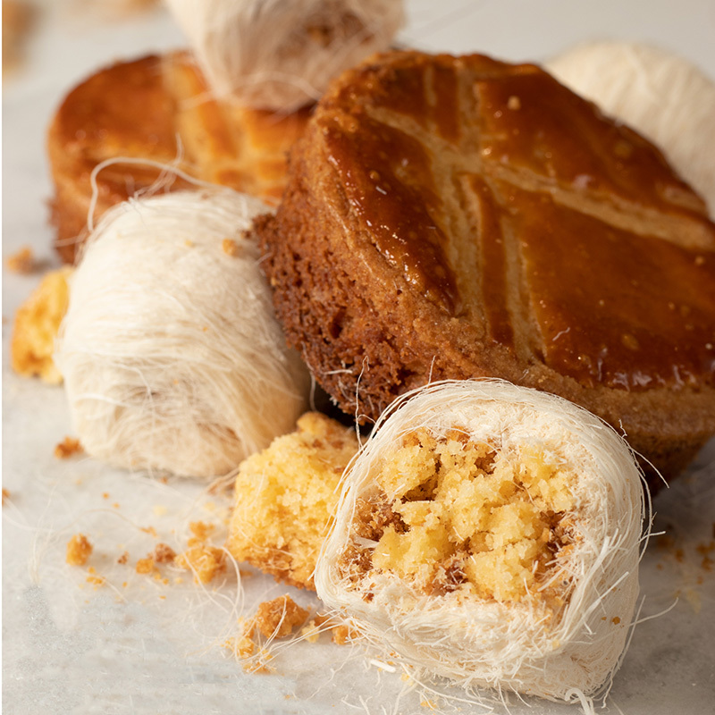 奶油鹹蛋黃法式龍鬚糖｜月耀金絲