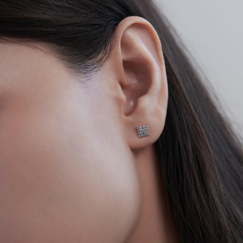 祖母綠切割鑽石耳環