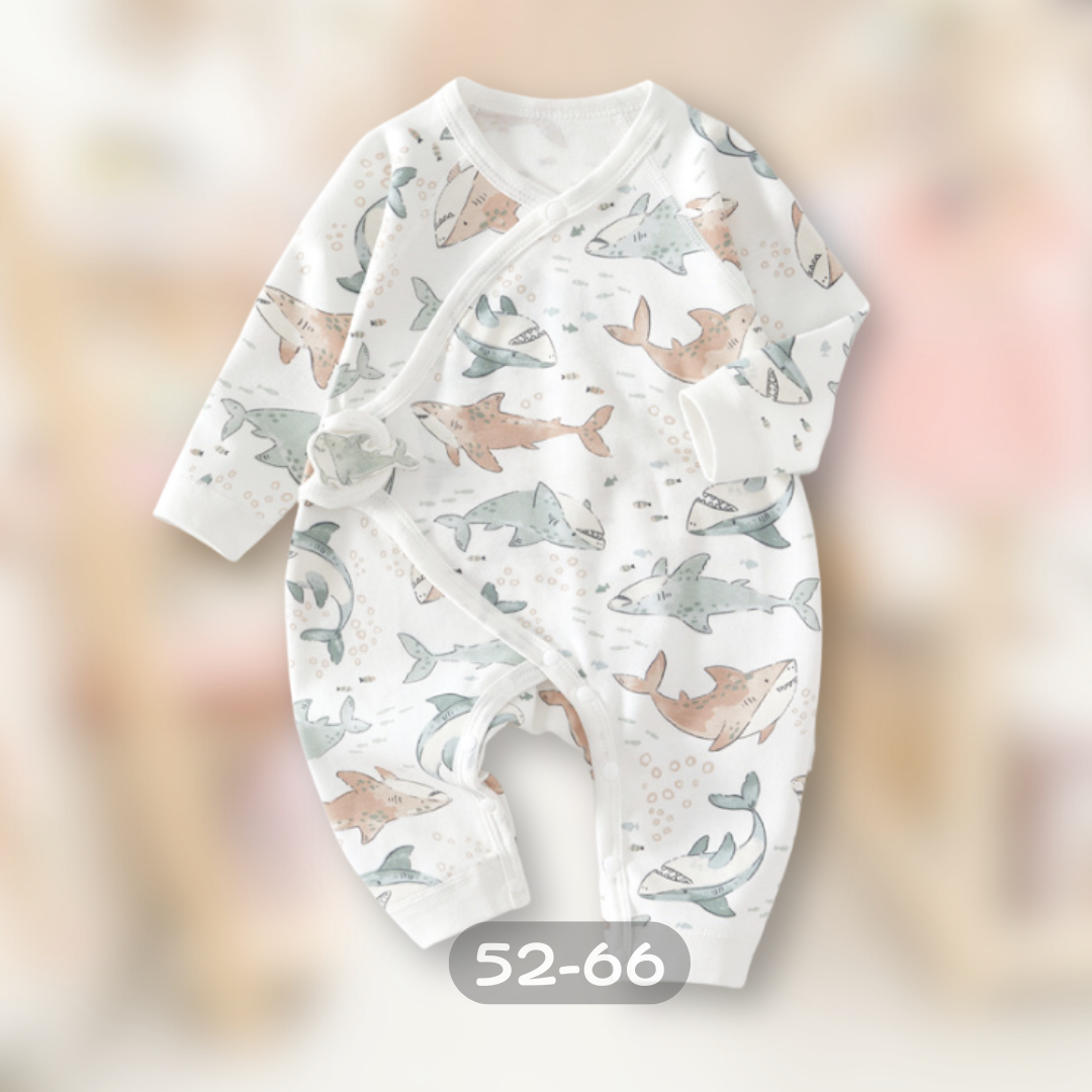 鯊魚寶寶 側扣長袖連身衣