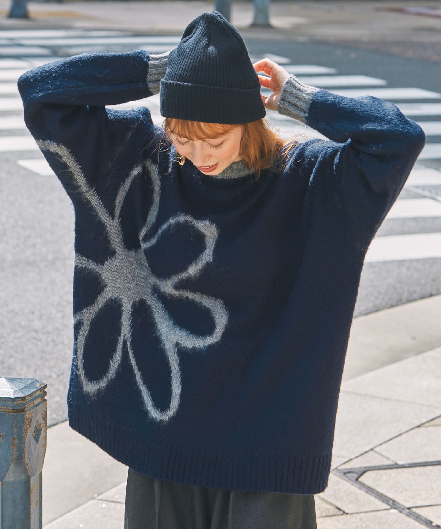 🇯🇵 MONO-MART 大花朵 毛絨絨 毛衣 針織衣 長袖 OVERSIZE / 現貨✨