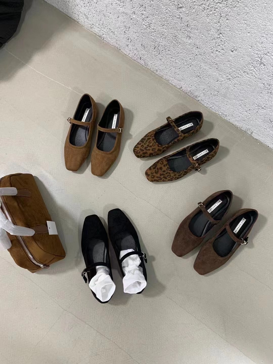 氣質小方頭絨面瑪莉珍鞋