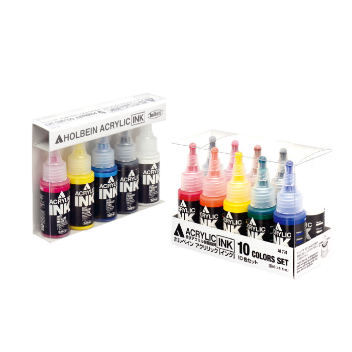 日本 好賓 Holbein 液態壓克力墨水顏料 5入裝/10入裝 盒裝