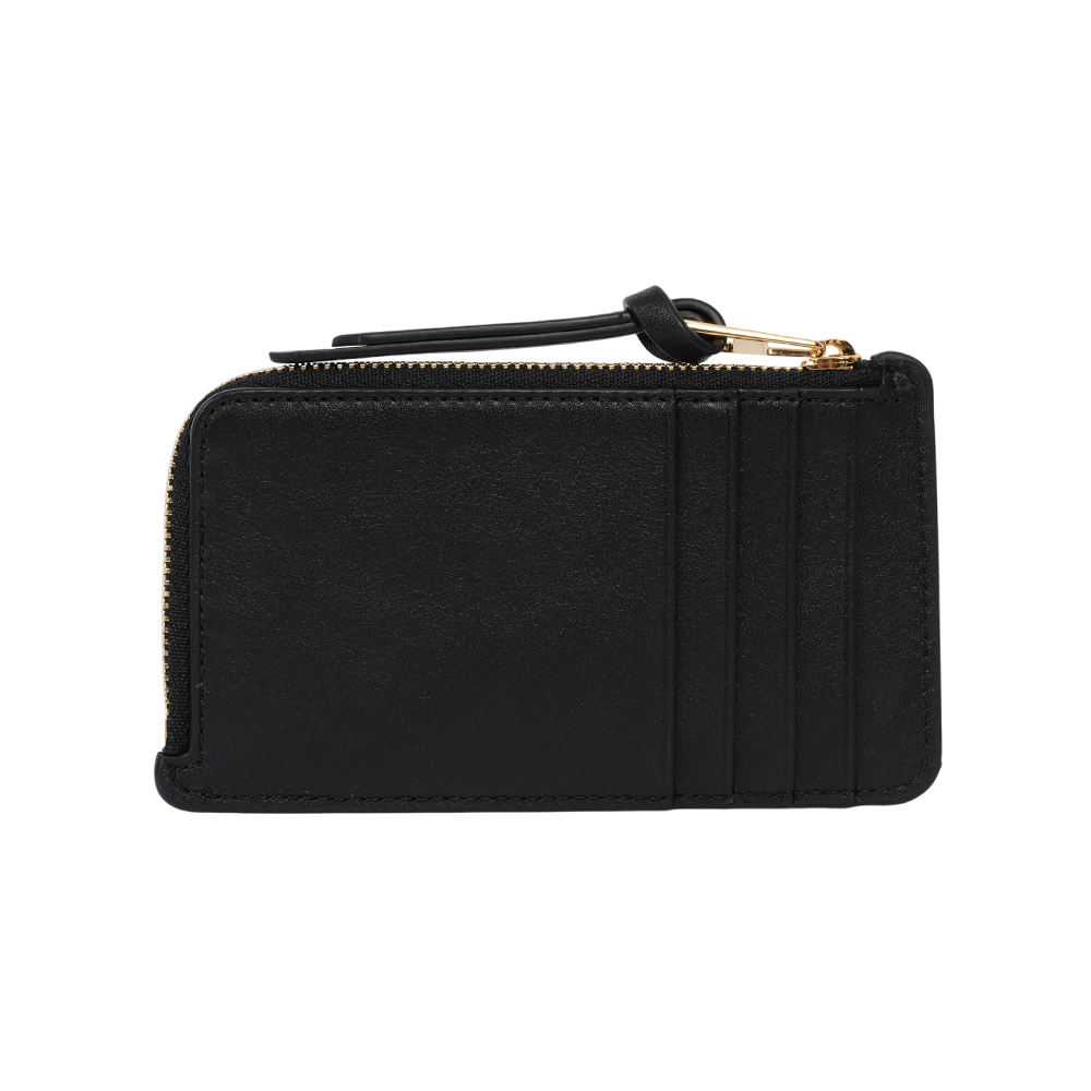 【LOEWE】金色Logo 燙印小牛皮拉鍊零錢包/卡夾包(黑色)CLE0Z40X01 1100