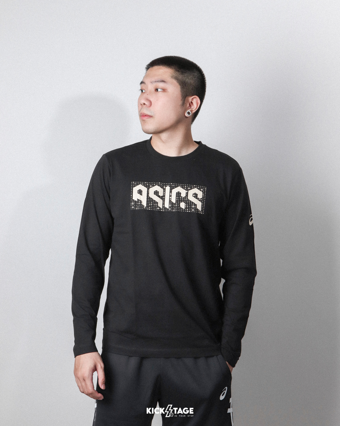 男款 ASICS 亞瑟士 黑色 藍色 紅色 圖騰LOGO 棉質 運動 休閒 長袖上衣【2033B740】