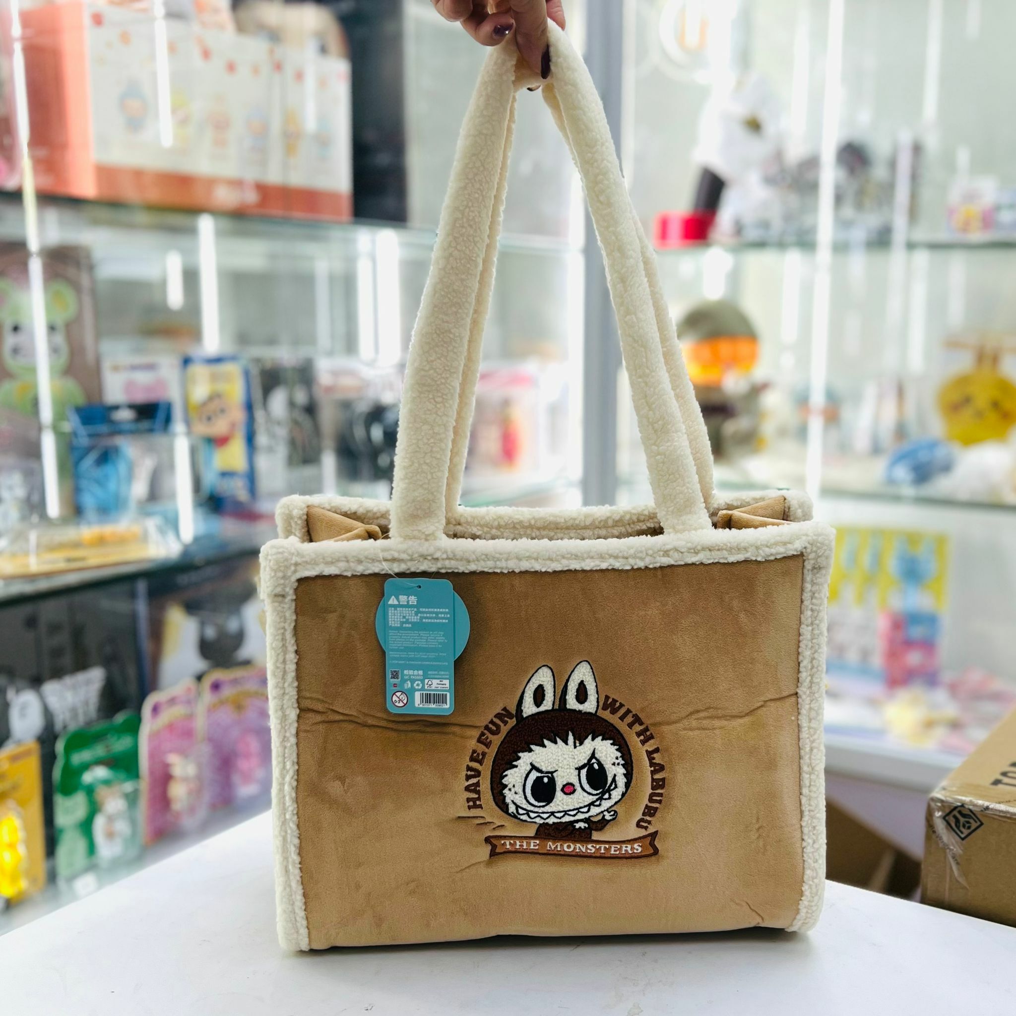 LABUBU毛絨托特包（棕色）
