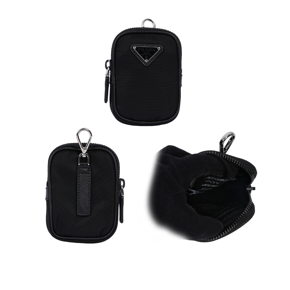 【PRADA】三角牌Logo三合一附小袋再生尼龍郵差包(黑色)2VH113 2DMH F0002