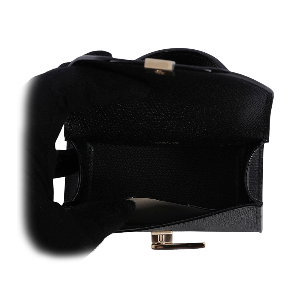 【Valextra】Iside 轉釦牛皮迷你小腰包(黑色)SGES0061028LOCPL99NN