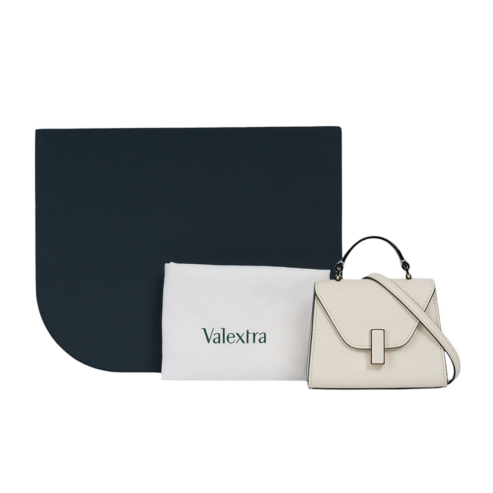 【Valextra】Iside 轉釦牛皮迷你小腰包(羊毛白)SGES0061028LOCPL99WW