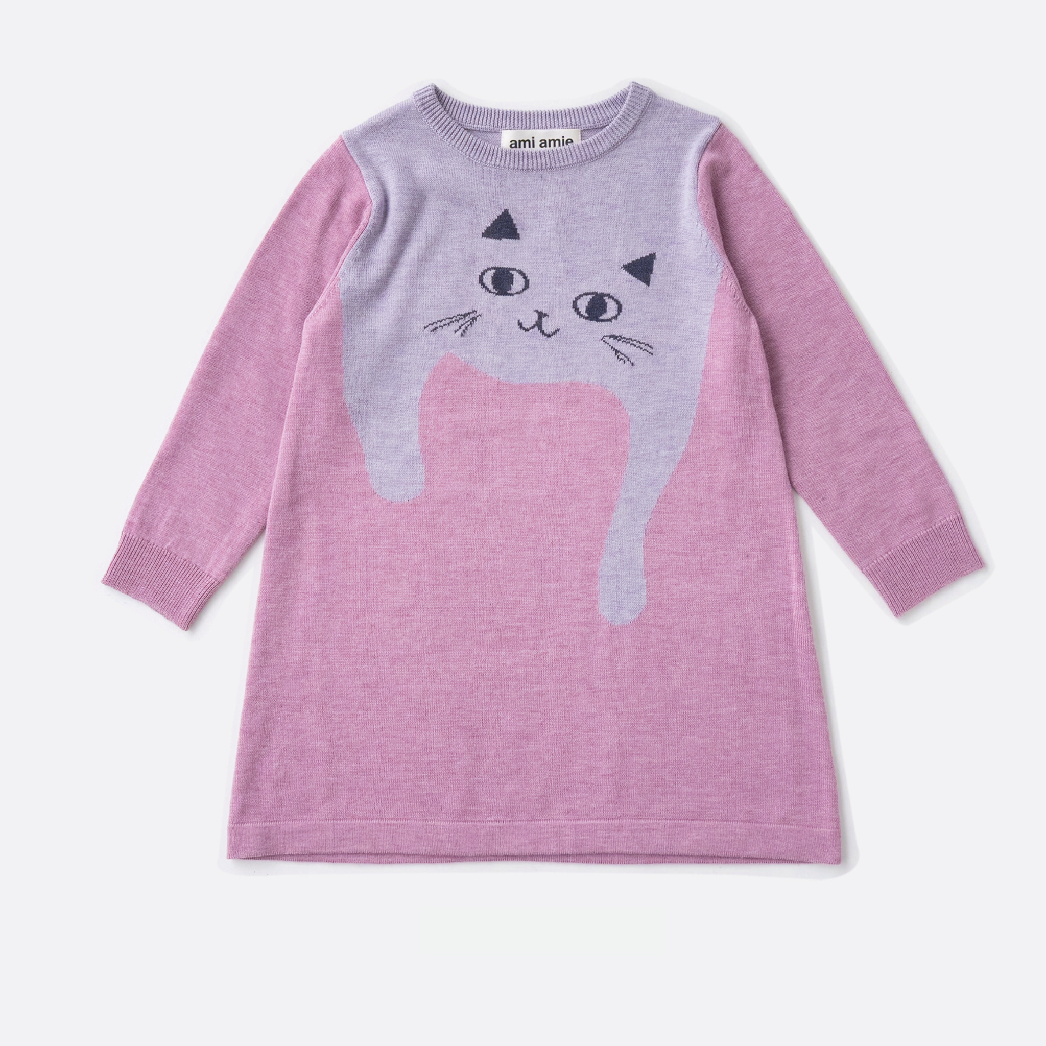 〖 Ami Amie 〗薰衣草紫貓咪羊毛針織洋裝