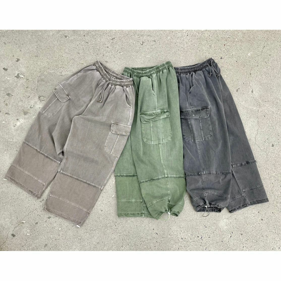 洗水淨色工裝鬆身褲 HIGH FIVE-104P