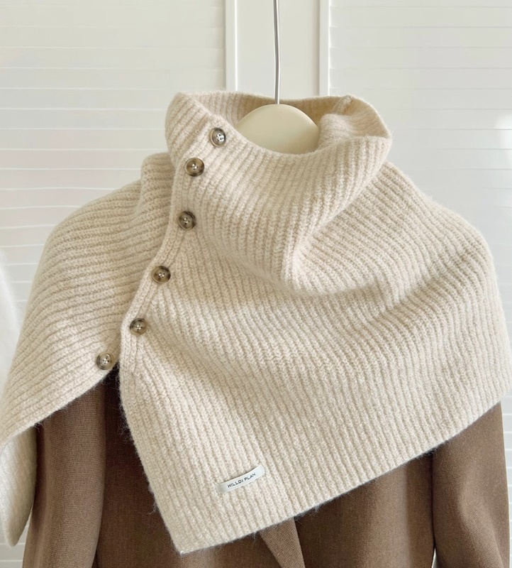 玳瑁釦針織圍巾披肩 八色