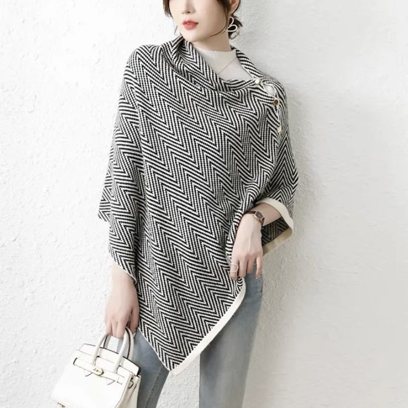 排釦多穿式針織圍巾披肩 九色