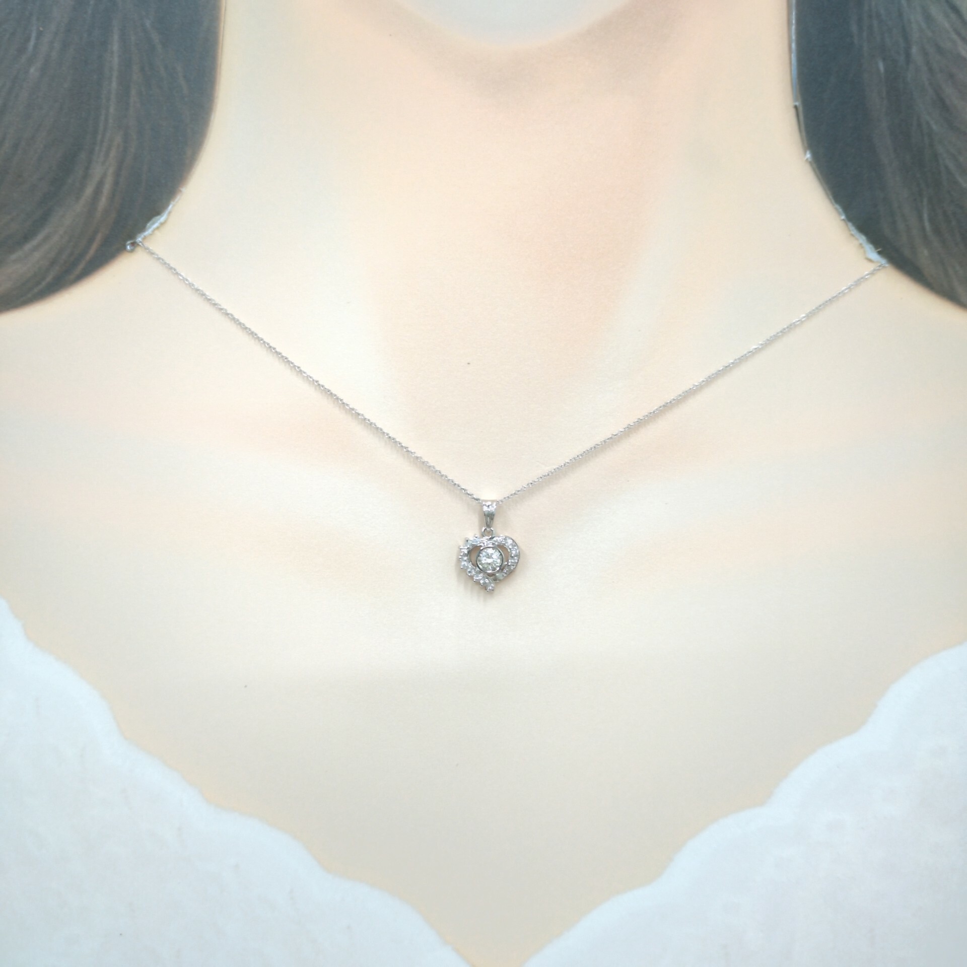 全新18K白金【單粒20份鑽石】配小鑽共40份鑽石吊墜