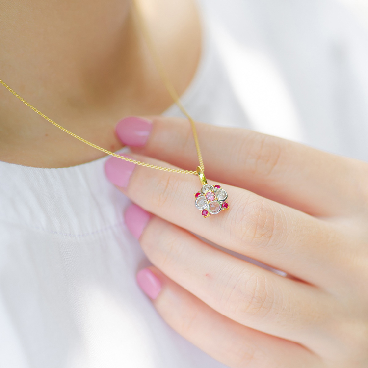 玫瑰切工鑽石碧璽18K墜 文藝復興風格