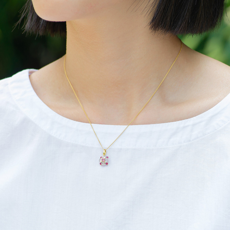 玫瑰切工鑽石碧璽18K墜 文藝復興風格