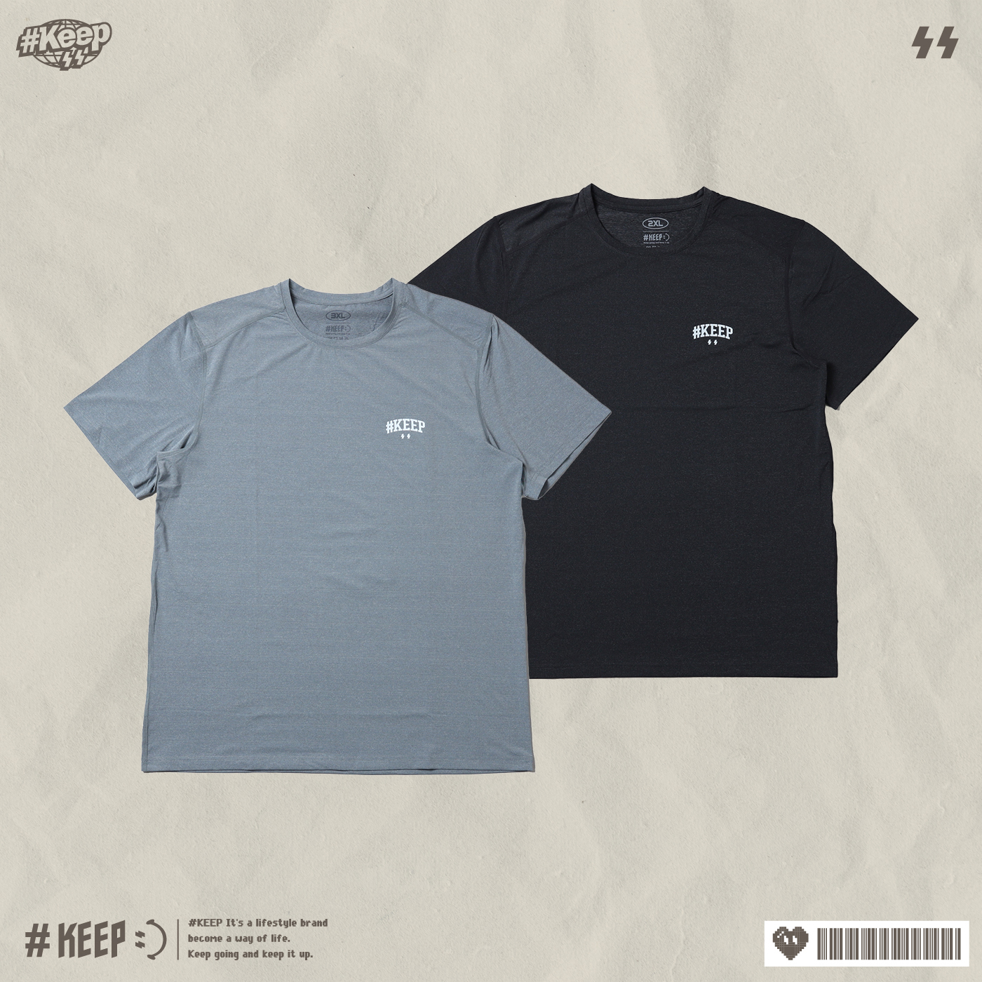 #KEEP LOGO DRY PRIMARY TEE 灰色 黑色 小LOGO排汗快乾訓練短TEE【KS247】