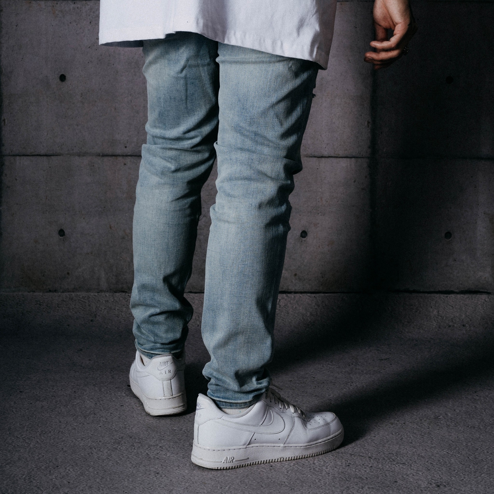 XCTRL 神之修身極彈牛仔褲-破壞淺藍