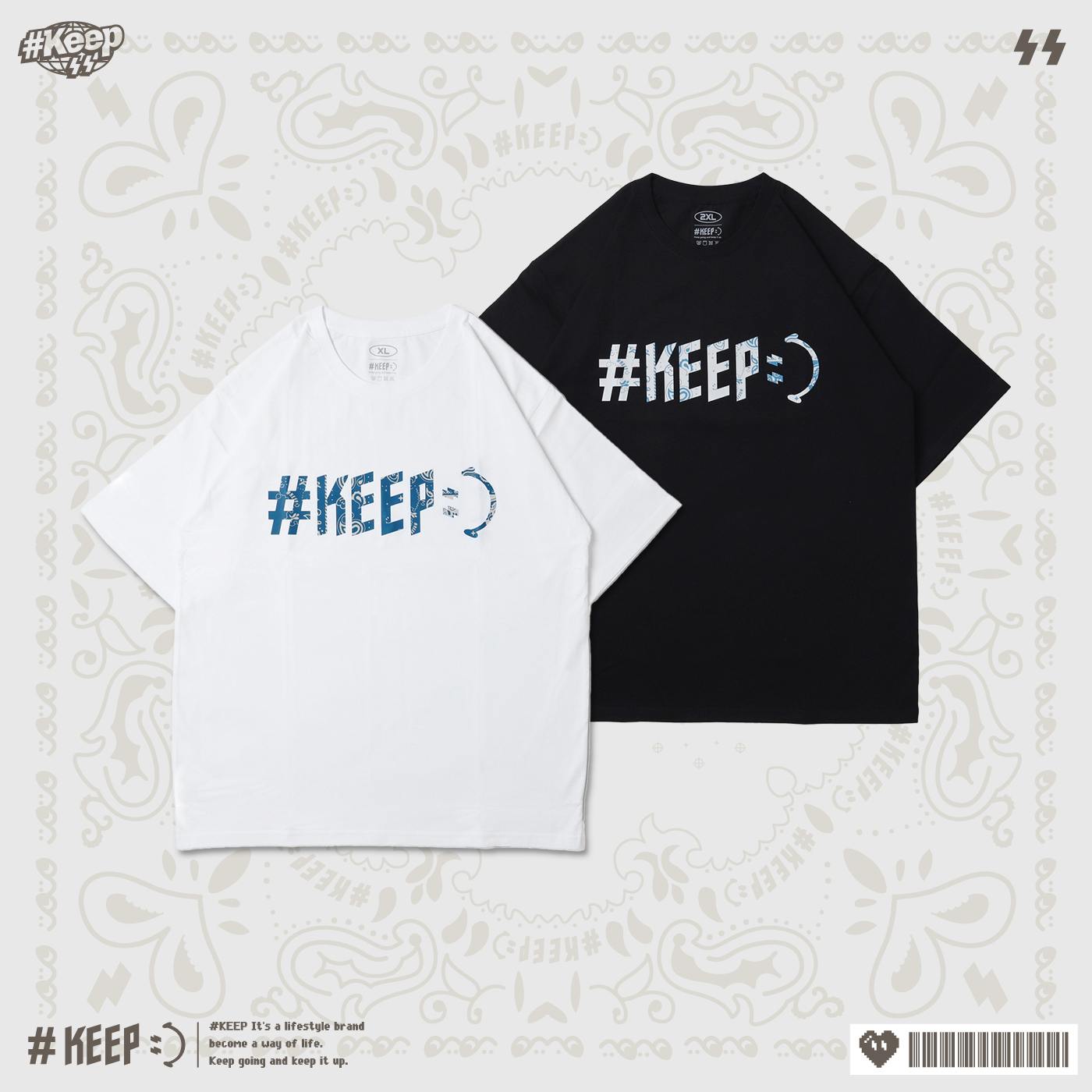 [售出無退換] #KEEP PAISLEY LOGO TEE 白色 黑色 變形蟲LOGO短TEE【KS246】