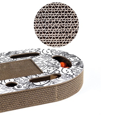 M-Pets 黑白簡約貓抓板 50×30×6cm 附球